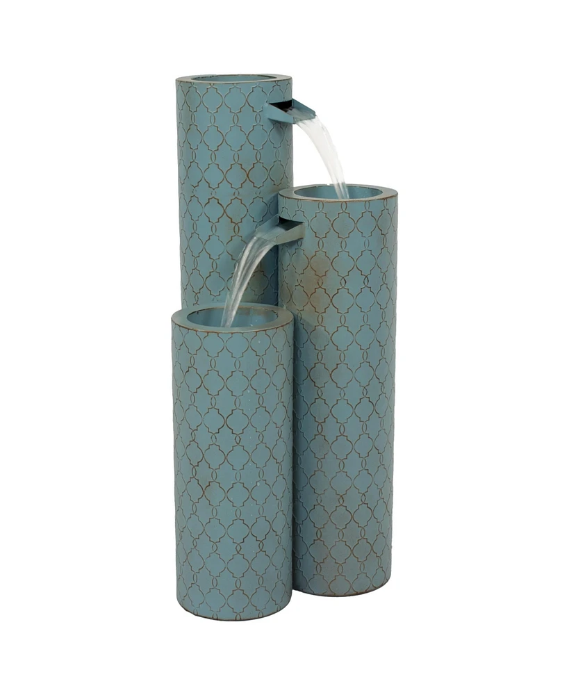 Moroccan Trellis 3-Column Modern Outdoor Water Fountain - 27.5"