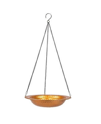 Outdoor Hanging Bird Bath or Bird Feeder with Copper Finish and Hanging Chain - 12"
