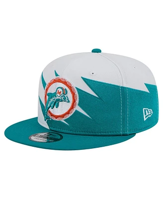 New Era Men's Aqua Miami Dolphins Throwback Jagged 9FiFTY Snapback Hat
