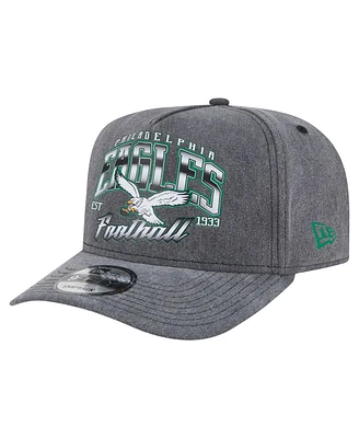 New Era Men's Black Philadelphia Eagles Throwback Washed A-Frame 9FIFTY Snapback Hat
