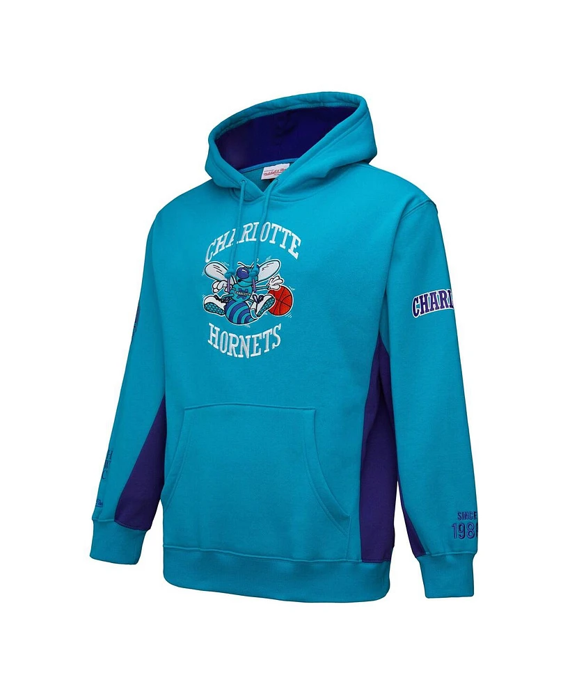 Mitchell & Ness Men's Teal Charlotte Hornets Hardwood Classics Team Origins Fleece Pullover Hoodie