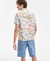 Sun + Stone Men's Duke Short Sleeve Floral Print Linen Blend Button-Front Shirt, Exclusively at Macy's