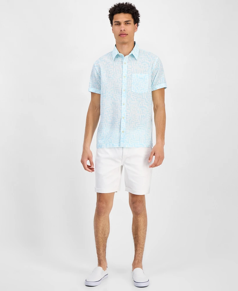 Sun + Stone Men's Bodhi Short Sleeve Linen Blend Button-Front Shirt, Exclusively at Macy's
