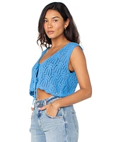 Roxy Juniors' Beach Bound Cotton Crochet Tie-Front Vest