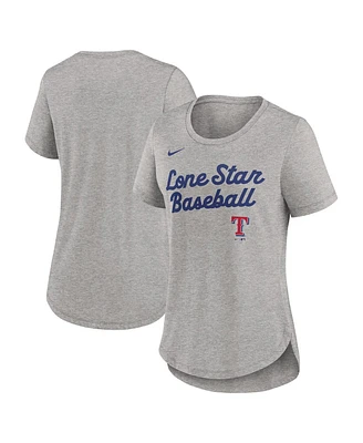 Nike Women's Heather Gray Texas Rangers Script Tri-Blend T-Shirt