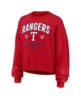 Nike Women's Red Texas Rangers Oversized Long Sleeve Cropped Pullover Sweatshirt