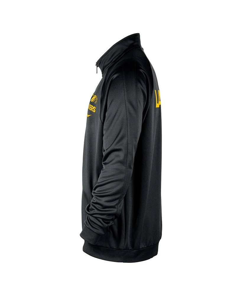 Nike Men's Black Los Angeles Lakers Courtside Pique Club Full-Zip Track Jacket