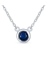 Bling Jewelry Petite Delicate 5MM Bezel Set Cz Solitaire Pendant Station Necklace Cubic Zirconia .925 Sterling Silver