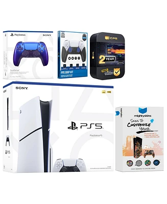 Sony Playstation 5 Slim Disc with Extra Controller, Fps Grip Kit and MightySkins Decal Voucher + 2 Year Cps Extended Warranty