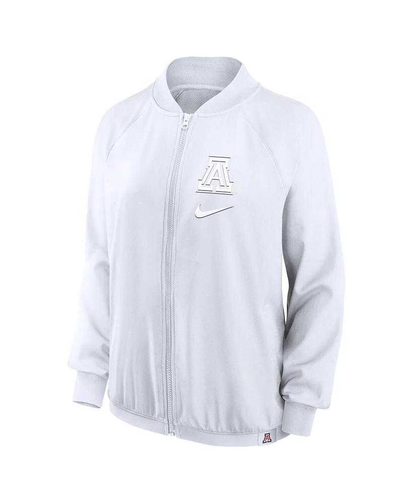 Nike Women's White Arizona Wildcats Raglan Full-Zip Bomber Jacket