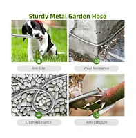 Garden Hose Stainless Steel Heavy Duty Water Hose No-Kink Rust Proof for Yard Outdoor 75ft