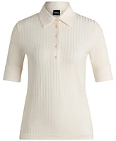 Boss by Hugo Women's Ribbed Polo-Collar T-Shirt