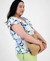I.n.c. International Concepts Plus Printed Adjustable-Side-Tie Top, Exclusively at Macy's