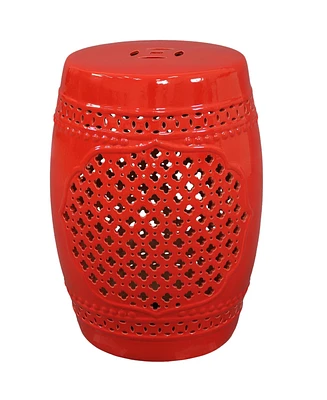 Marrakesh Lattice Ceramic Decorative Garden Stool - 17.75"