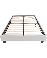 Solid & Manufactured Wood Bed Frame – Faux Leather Upholstered Headboard