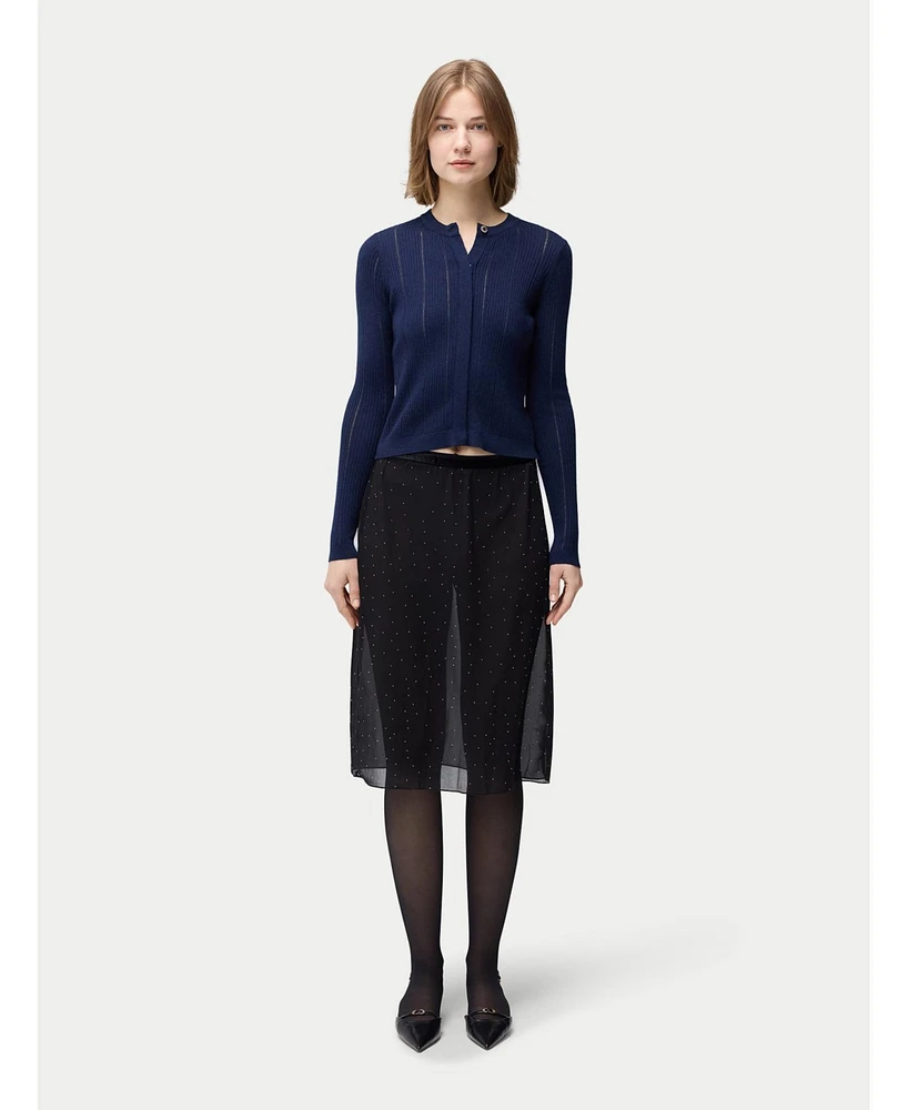 Gobi Cashmere Women's Hidden Button-Front Silk Cardigan