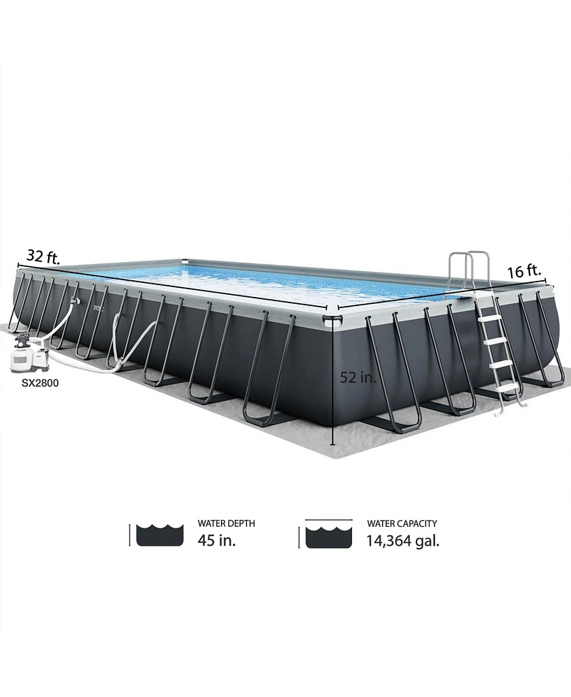 Intex 32ft x 16ft x 52in Ultra Xtr Rectangular Pool , Floats (2 Pack), & Cooler