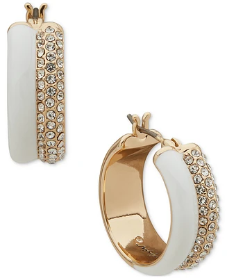 Karl Lagerfeld Paris Gold-Tone Small Pave & Color Double-Row Hoop Earrings, 0.7"
