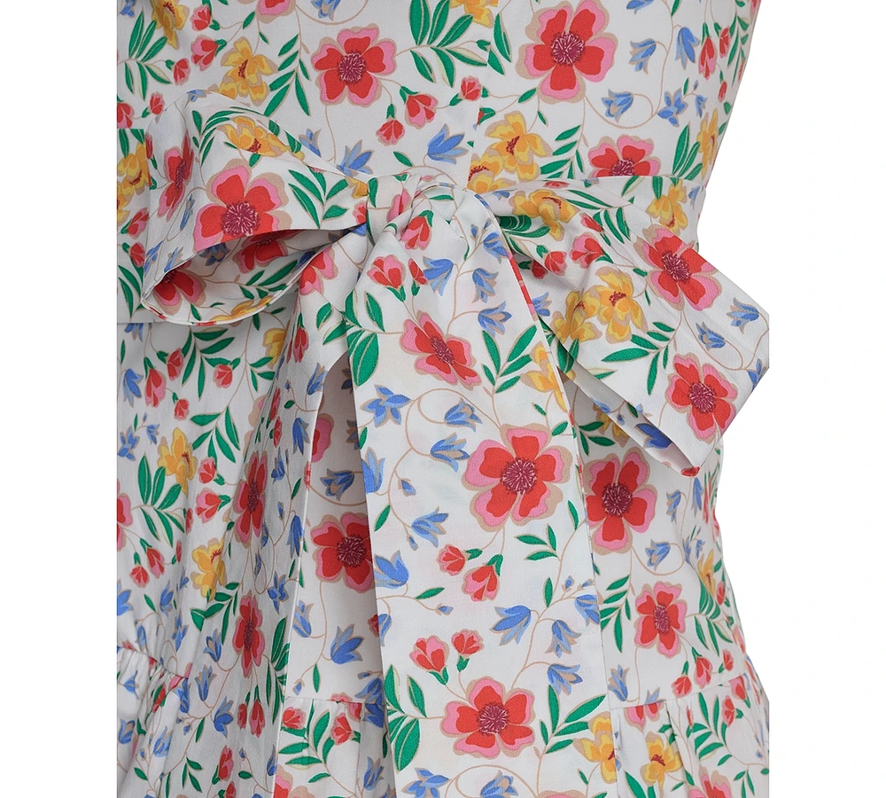 Eliza J Petite Printed Square-Neck Sleeveless Dress