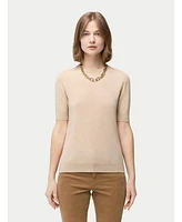 Gobi Cashmere Women's Organic Color Crew Neck Top
