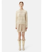 Gobi Cashmere Women's Mixed Pattern Cashmere Crewneck Sweater