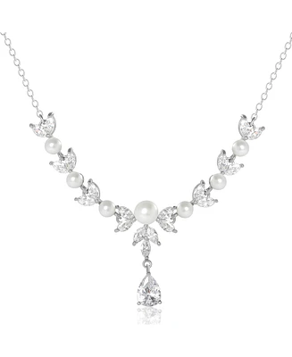 Jessica Simpson Pearl & Crystal Drop Necklace