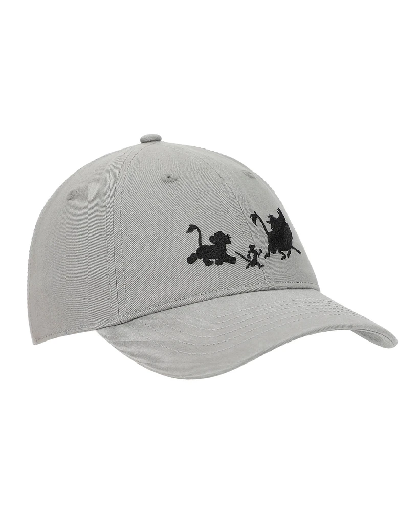 Disney Men's Lion King Simba Timon & Pumba Silhouettes Gray Unstructured Baseball Cap