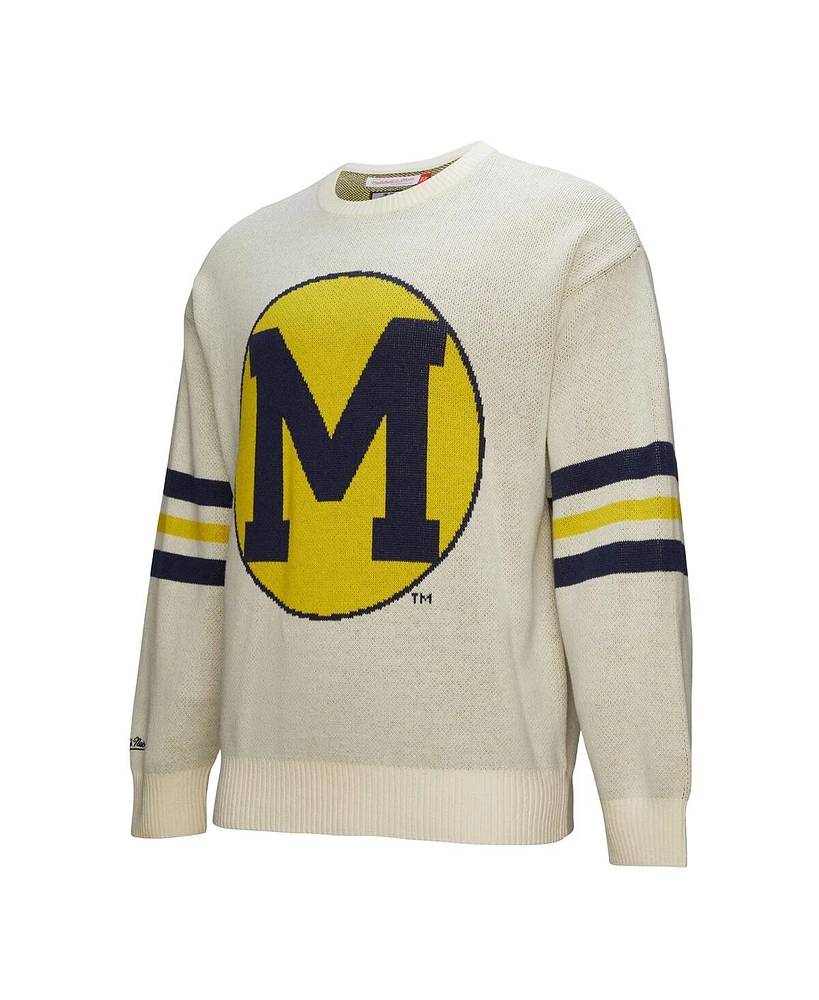 Mitchell & Ness Men's Cream Michigan Wolverines Retro Pullover Sweater