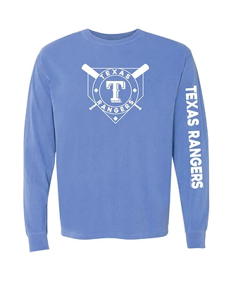 Soft as a Grape Women's Royal Texas Rangers Pigment Dye Long Sleeve T-Shirt