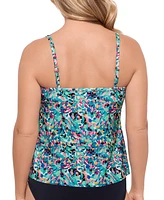 Swim Solutions Women's Printed Ruffle-Tiered Tankini Top