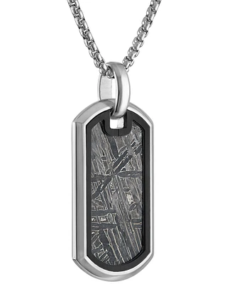 Bulova Men's Icon Meteorite Sterling Silver Dog Tag 26" Pendant Necklace