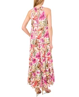 CeCe Women's Tropical-Print Halter Maxi Dress