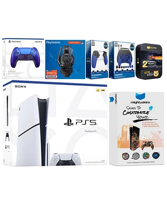 Sony Playstation 5 Slim Disc with Extra Cosmic Red Controller, Plantronics Headset, Gamer Kit, Trigger Kit and MightySkins Decal Voucher + 2 Year Cps
