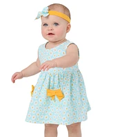 Rare Editions Baby Girls Print Tank Dress with Pockets & Headband, 2 Piece Set