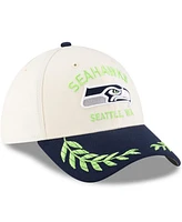 New Era Men's Cream/ College Navy Seattle Seahawks 2025 Nfl Draft 39THIRTY Flex Hat