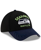 New Era Men's Black/College Navy Seattle Seahawks 2025 Nfl Draft 39THIRTY Flex Hat