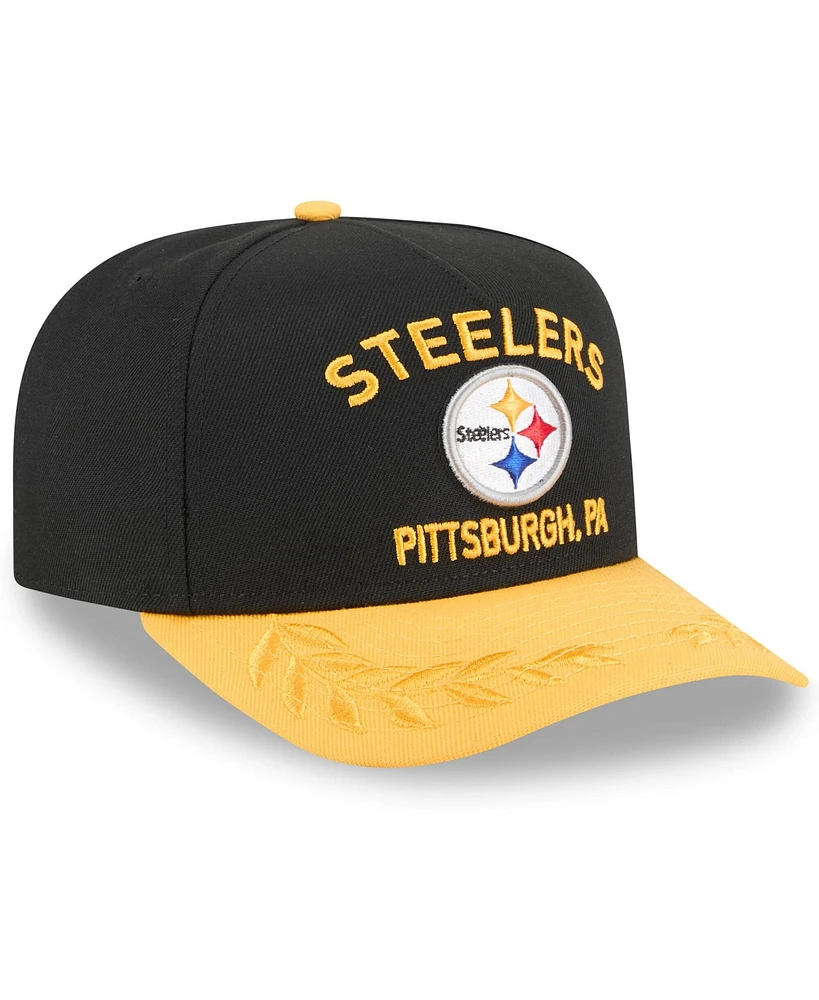 New Era Men's Black/Yellow Pittsburgh Steelers 2025 Nfl Draft A-Frame 9FIFTY Snapback Hat