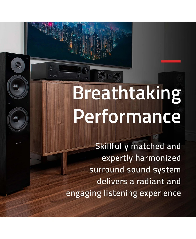Fluance Elite High Definition Surround Sound Home Theater 5.0 Channel Speaker System including Floorstanding Towers, Center and Rear