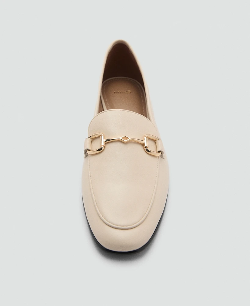 Mango Women's Buckle Leather Moccasins Shoes