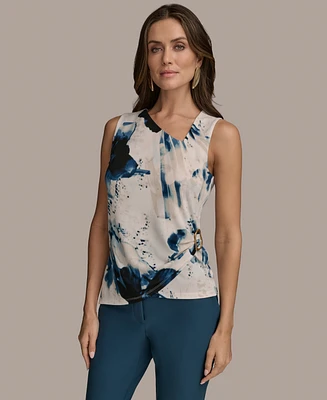 Donna Karan New York Women's Sleeveless Printed Asymmetric Top, Regular & Petite Sizes