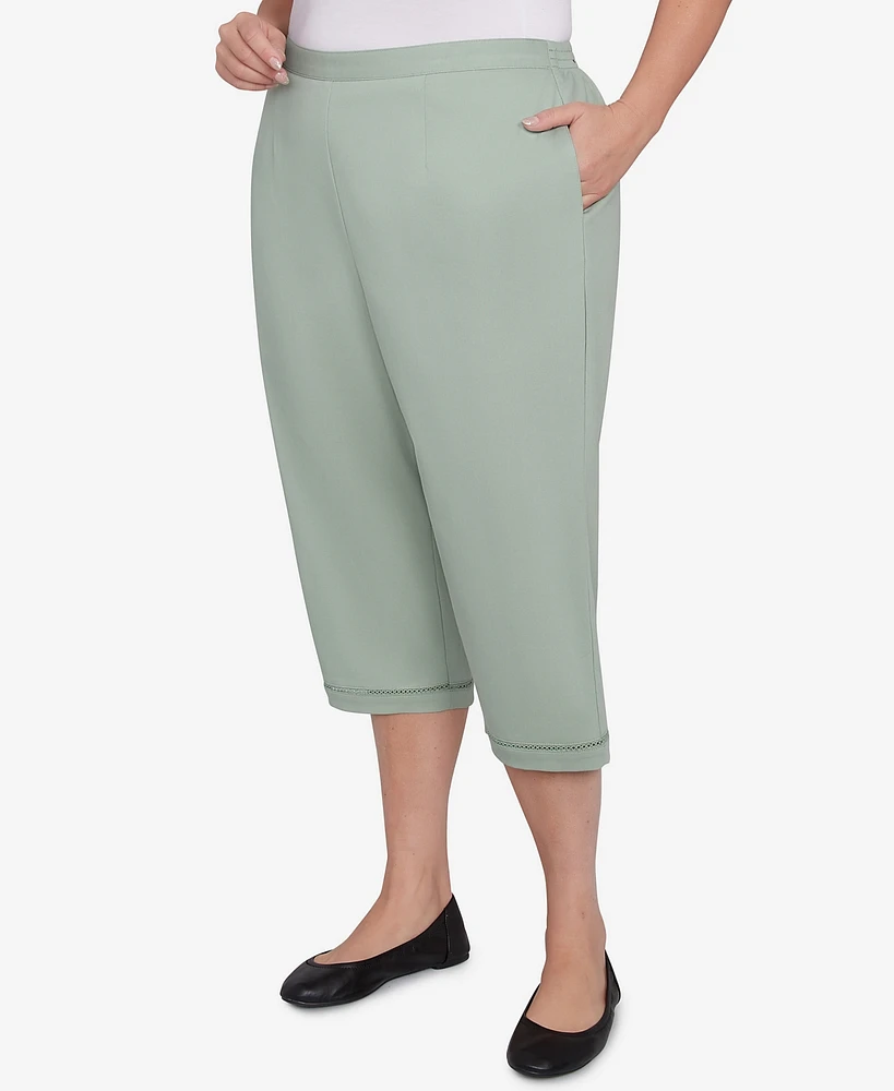 Alfred Dunner Plus Santa Fe Relaxed Crochet Hem Capri Pants