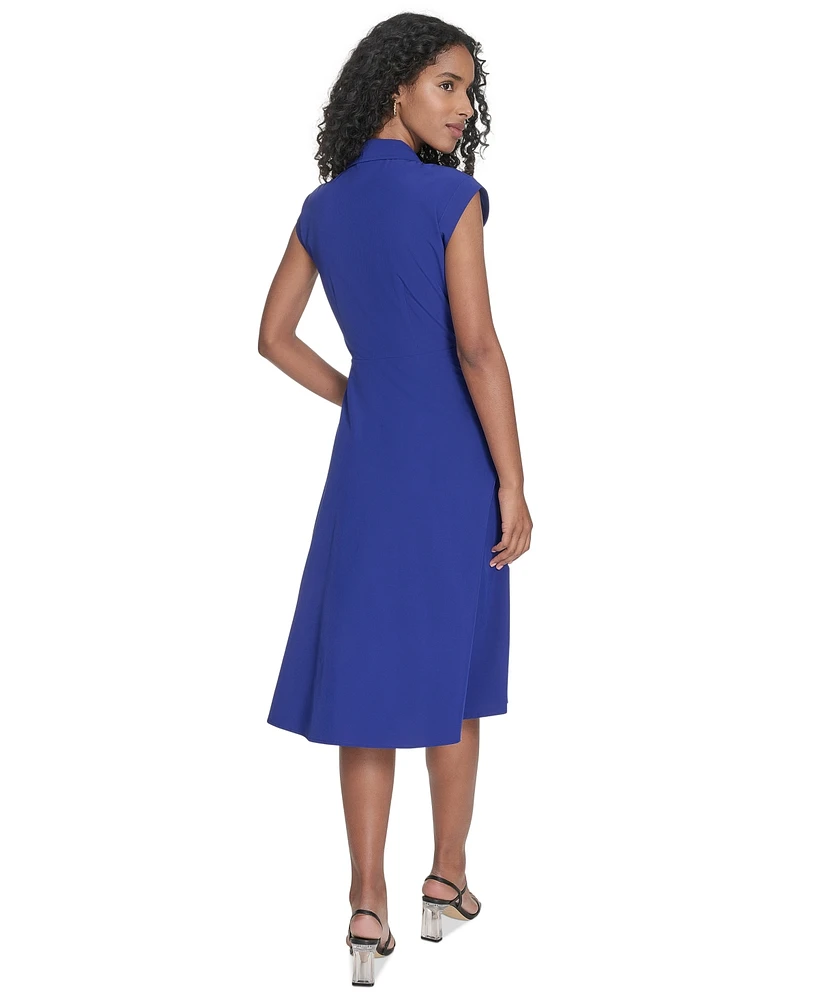 Calvin Klein Petite Surplice-Neck Gauze Midi Dress