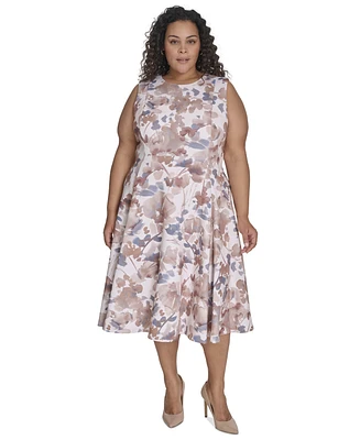 Calvin Klein Plus Printed Sleeveless Midi Dress