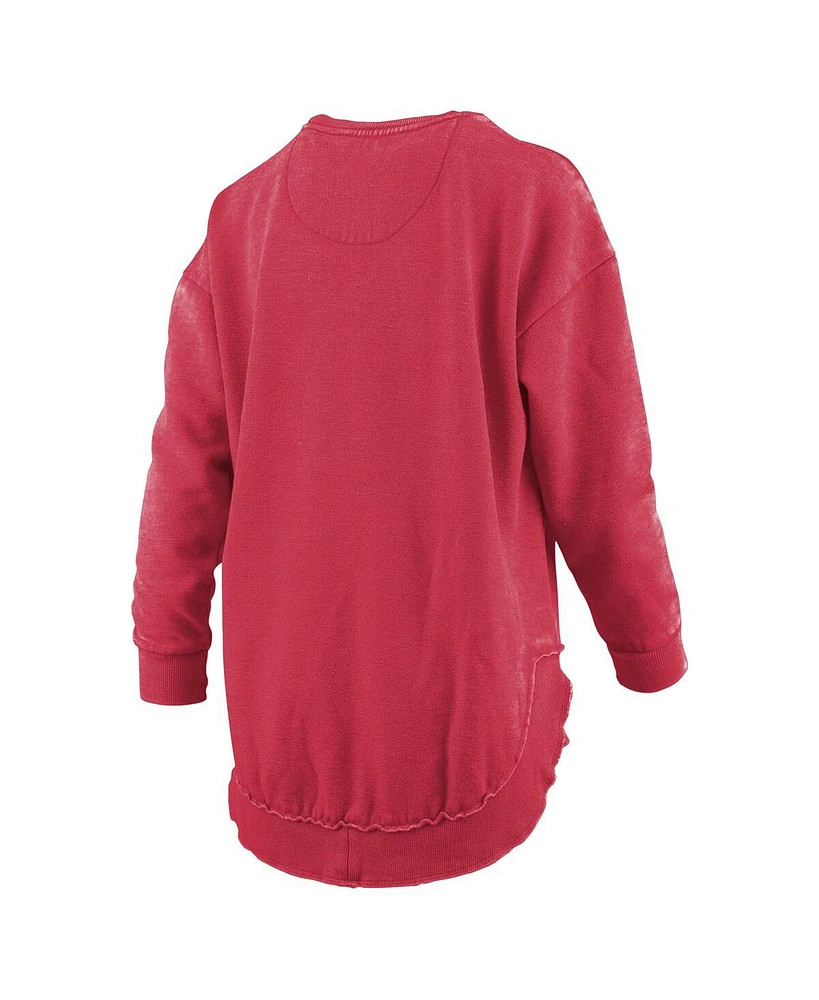 Pressbox Women's Red Maryland Terrapins Melange Poncho Vintage Fleece Long Sleeve Pullover Sweatshirt