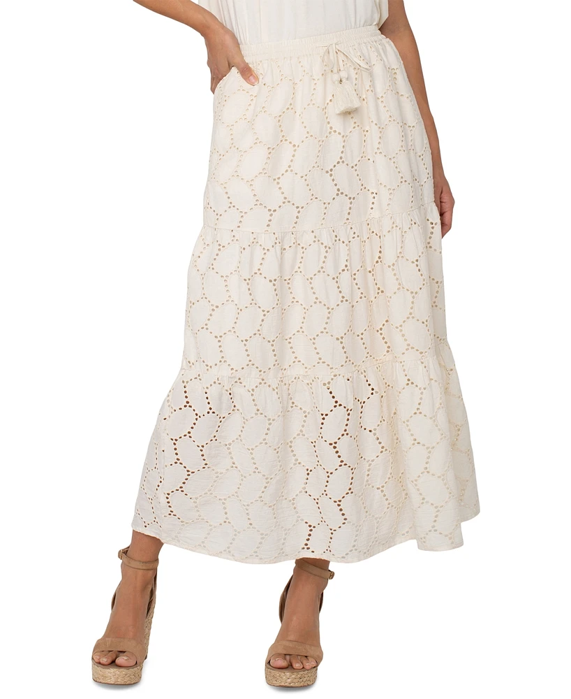 Liverpool Los Angeles Women's Cotton Eyelet Maxi Skirt