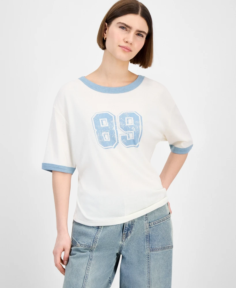 Hippie Rose Juniors' Varsity Graphic Ringer T-Shirt