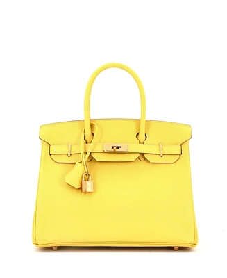 Pre-Owned Hermes Birkin 30 Handbag Yellow Epsom with Gold Hardware