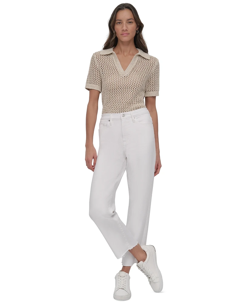 Dkny Jeans Women's High-Rise Classic Straight-Leg Raw-Hem