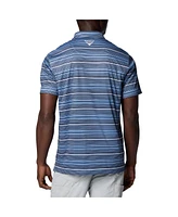 Columbia Men's Carolina Blue North Carolina Tar Heels Pfg Super Terminal Tackle Omni-Shade Stripe Polo Shirt