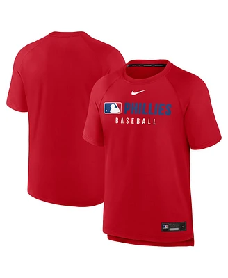 Nike Men's Red Philadelphia Phillies Authentic Collection Pregame Raglan Performance T-Shirt